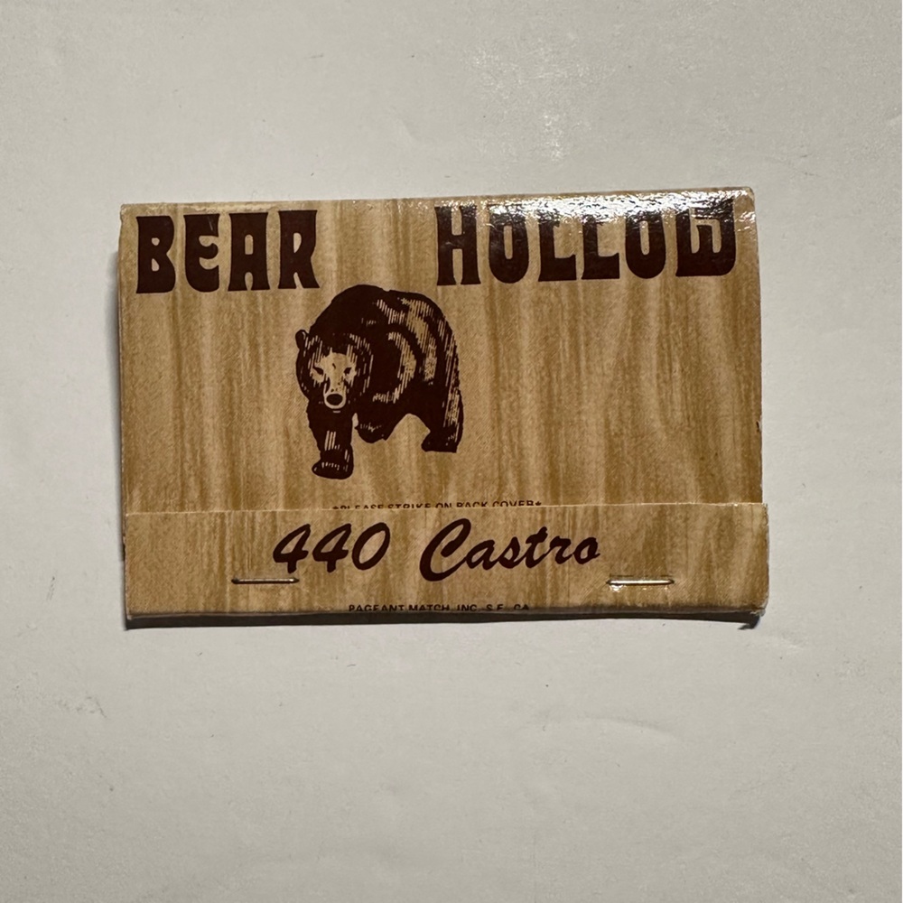 Rare Vintage matchbook Bear Hollow Castro San Francisco gay bar matches